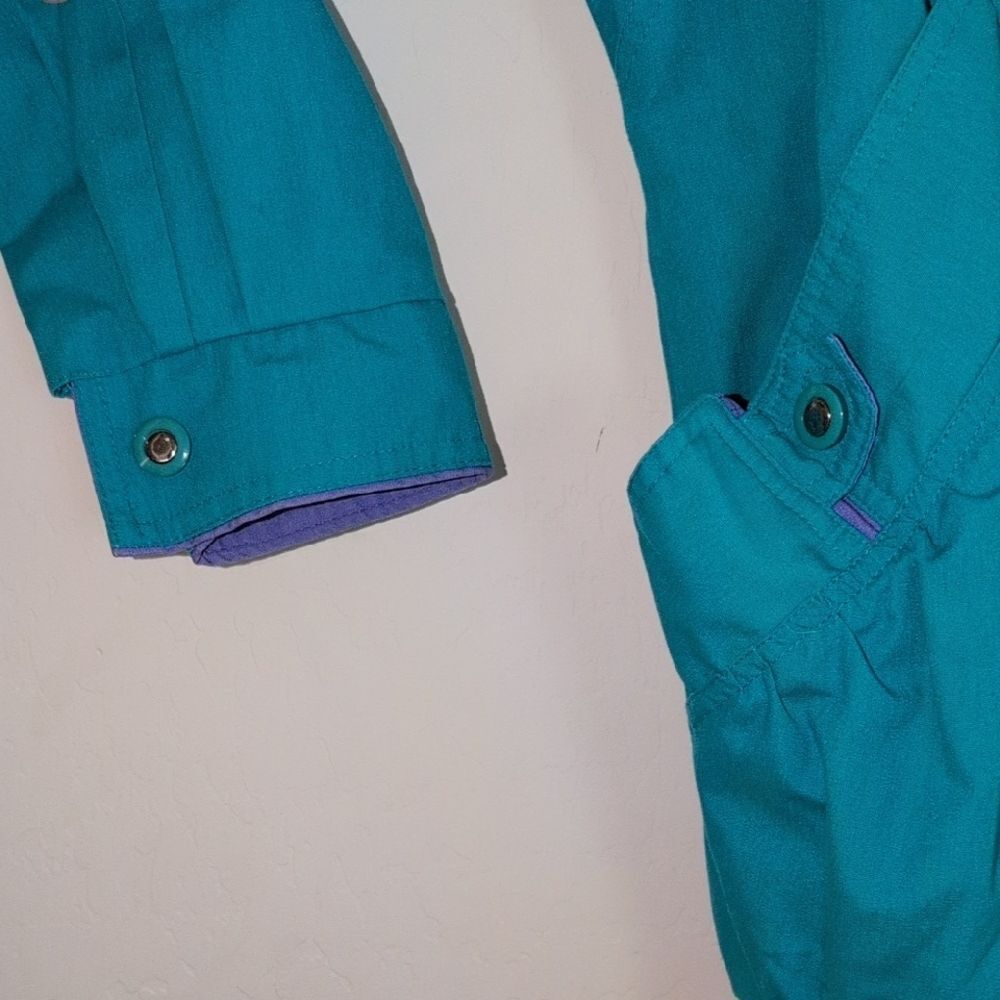 VTG Innovations By Izzi Teal Purple Windbreaker 80s 90s Jacket - Size L - Picture 4 of 10